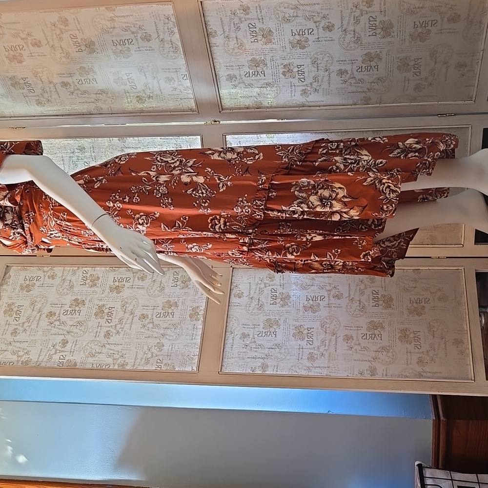 Floral Rust Dress Small - Picture 10 of 12